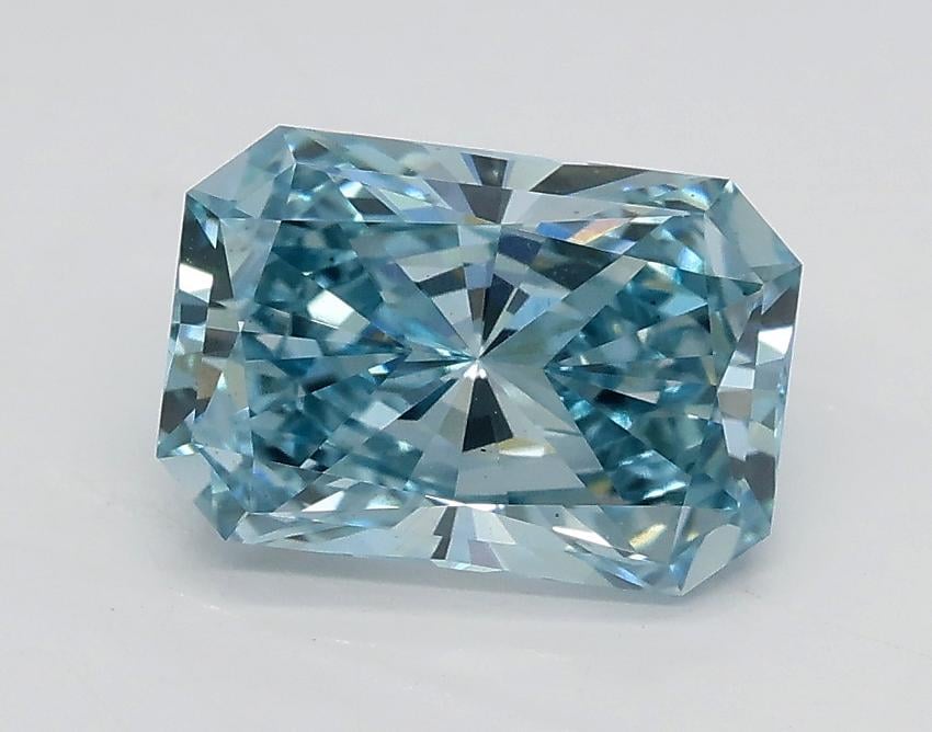 1.58 Ct. Fancy Intense Greenish Blue Radiant Lab Grown Diamond