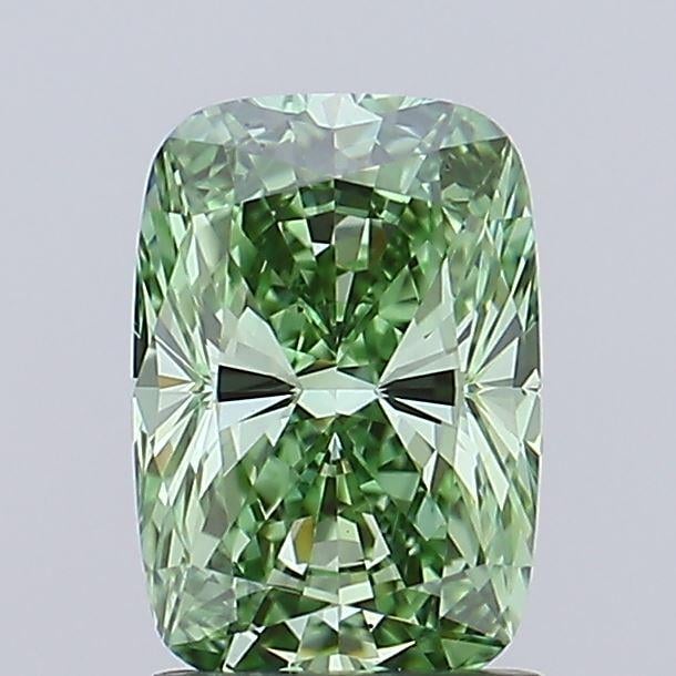 1.71 Ct. Fancy Vivid Green Cushion Lab Grown Diamond