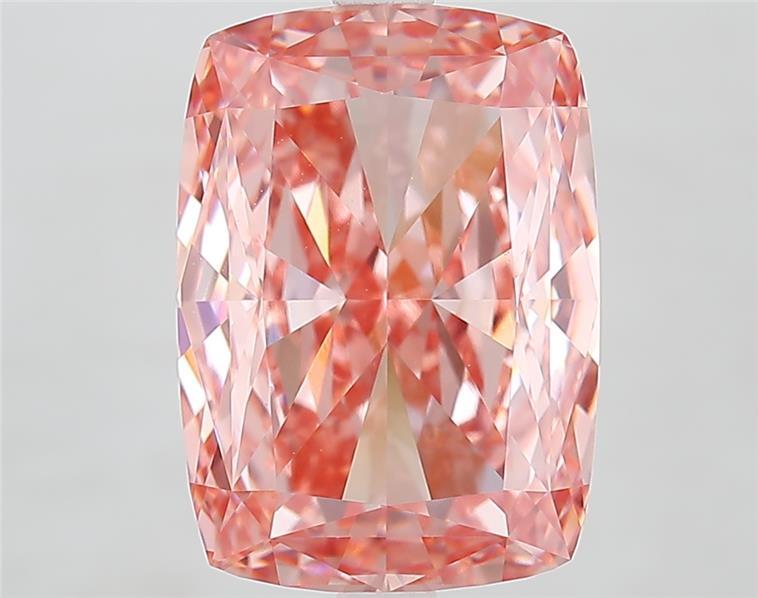 6.54 Ct. Fancy Vivid  Pink Cushion Lab Grown Diamond