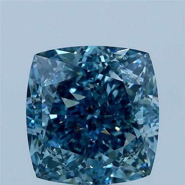 3.07 Ct. Fancy Vivid Blue Cushion Lab Grown Diamond