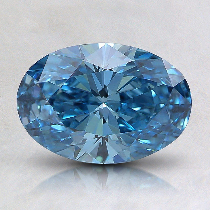 1.10 Ct. Fancy Vivid Greenish Blue Oval Lab Grown Diamond