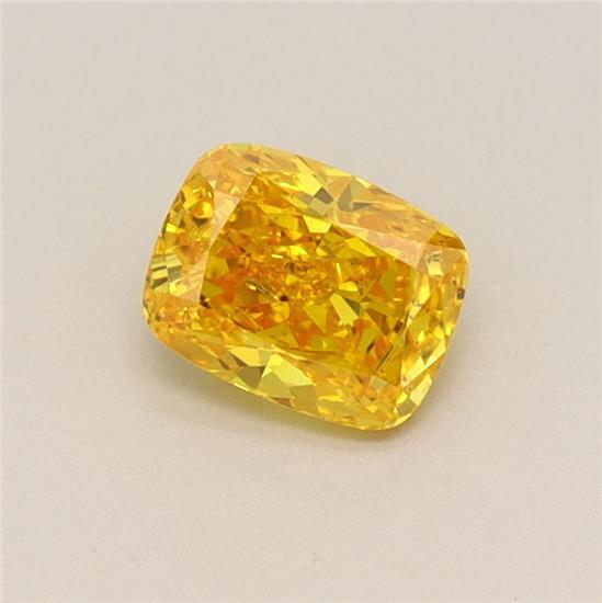 0.63 Ct. Fancy Vivid Yellow Cushion Lab Grown Diamond