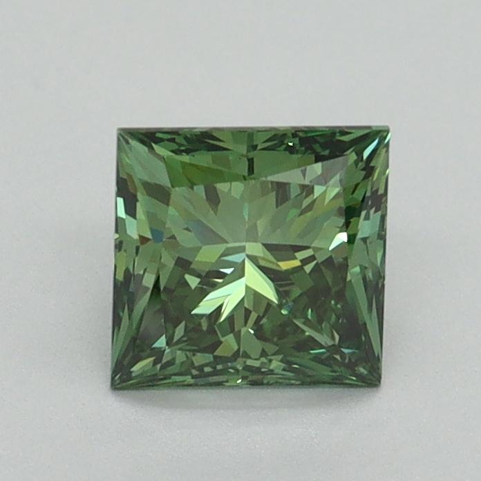 0.92 Ct. Fancy Vivid Green Princess Lab Grown Diamond