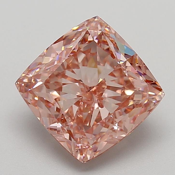 4.10 Ct. Fancy Vivid  Pink Cushion Lab Grown Diamond