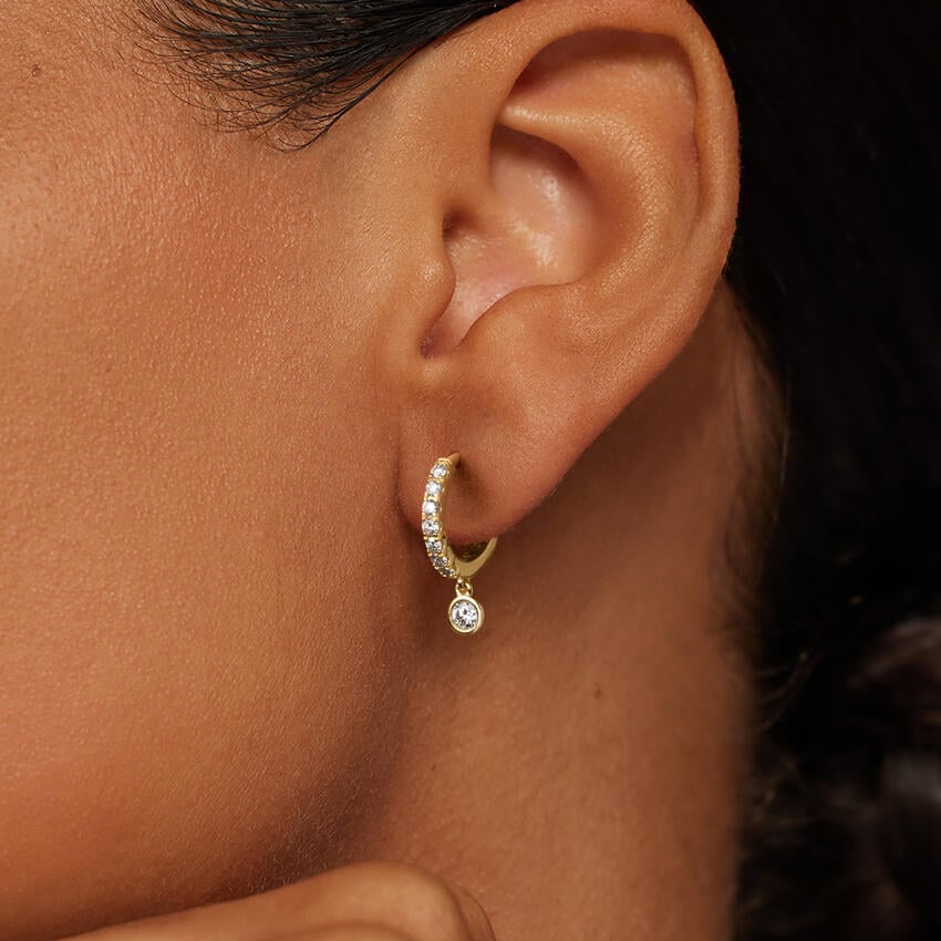 Luxe Lab Diamond Drop Huggie Earrings (1/2 ct. tw.) in 14K Yellow Gold