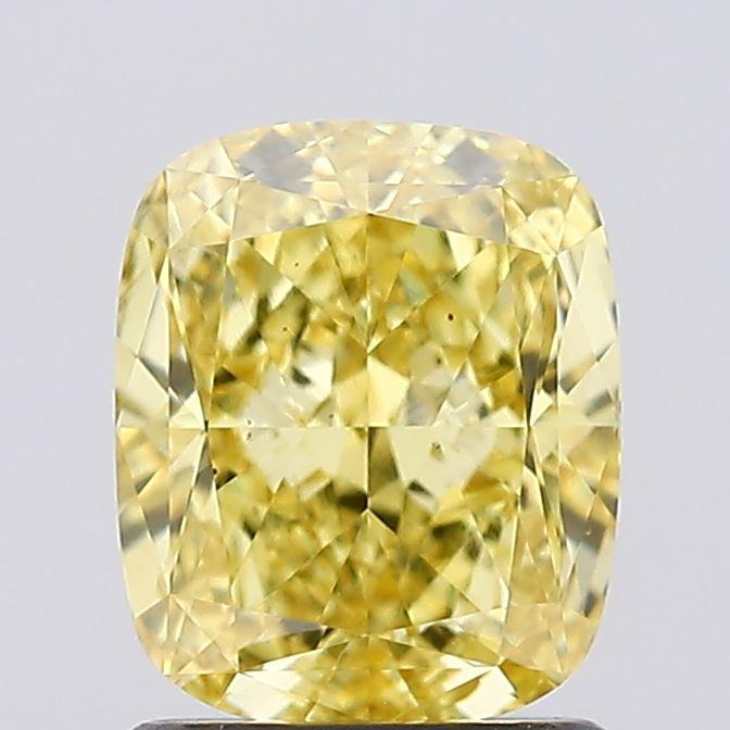 1.62 Ct. Fancy Vivid Yellow Cushion Lab Grown Diamond