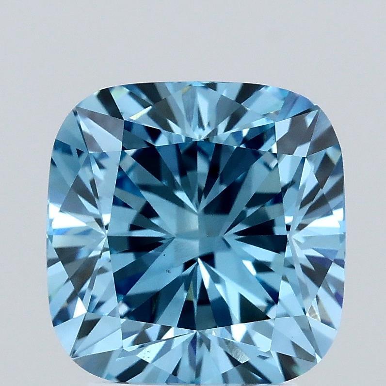 3.01 Ct. Fancy Vivid Blue Cushion Lab Grown Diamond