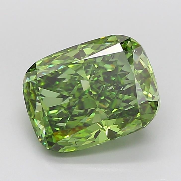 5.01 Ct. Fancy Vivid  Green Cushion Lab Grown Diamond