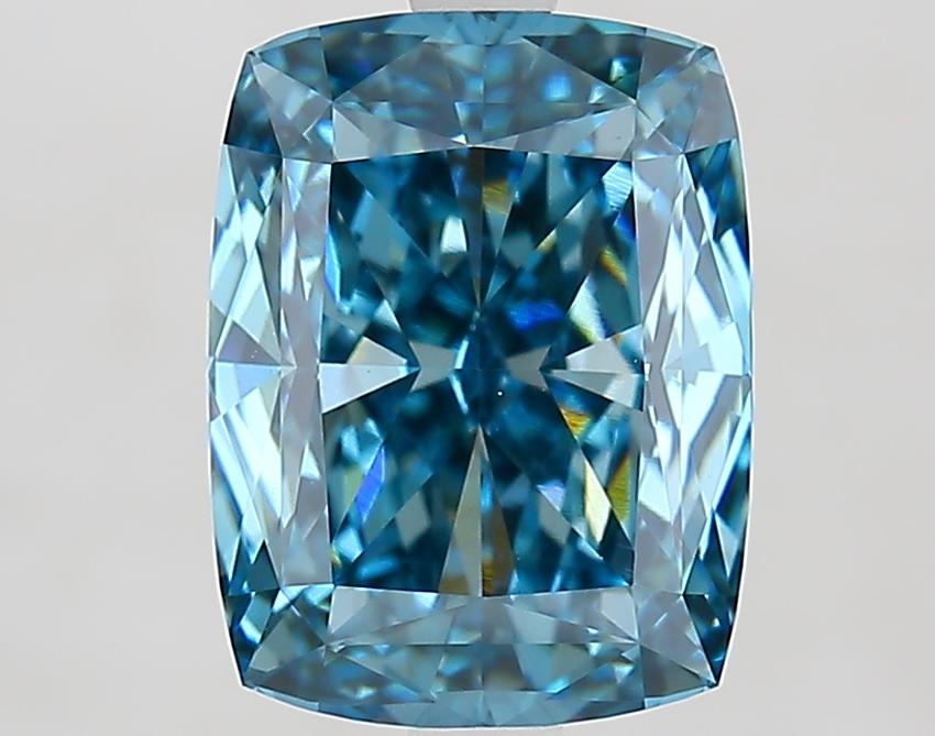 4.03 Ct. Fancy Vivid Blue Cushion Lab Grown Diamond