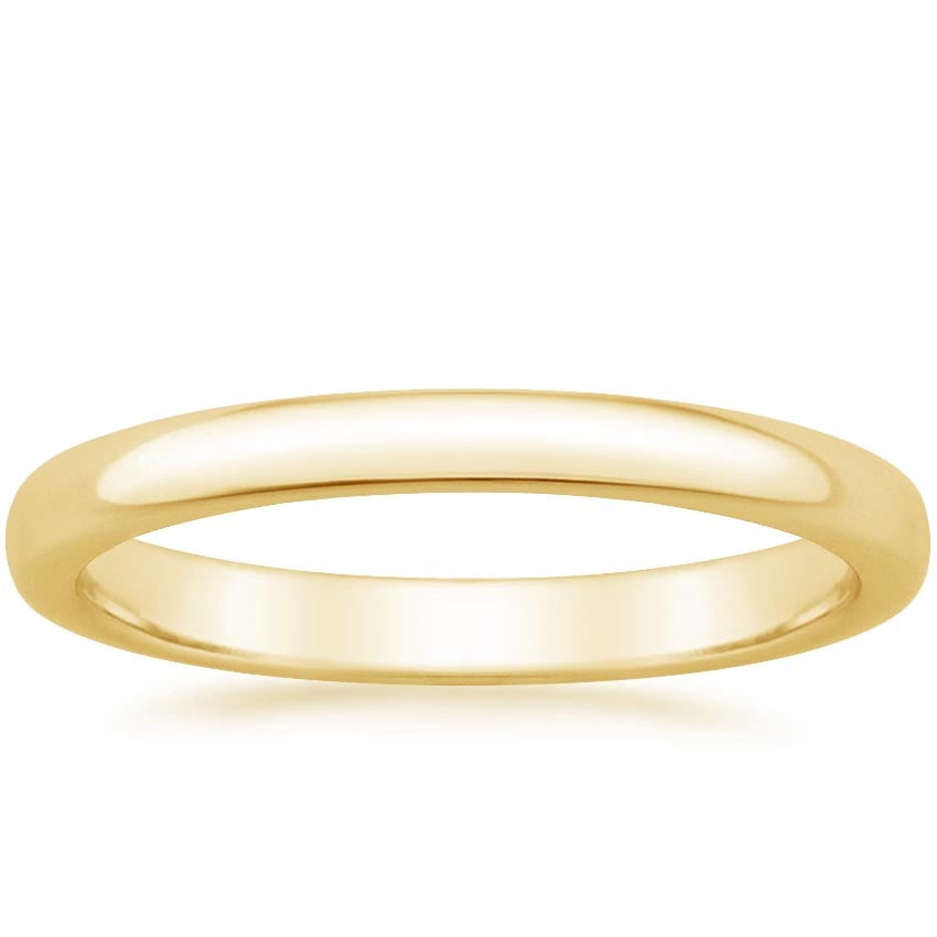 18K Yellow Gold mens and womens plain wedding bands 2.5mm comfort-fit light