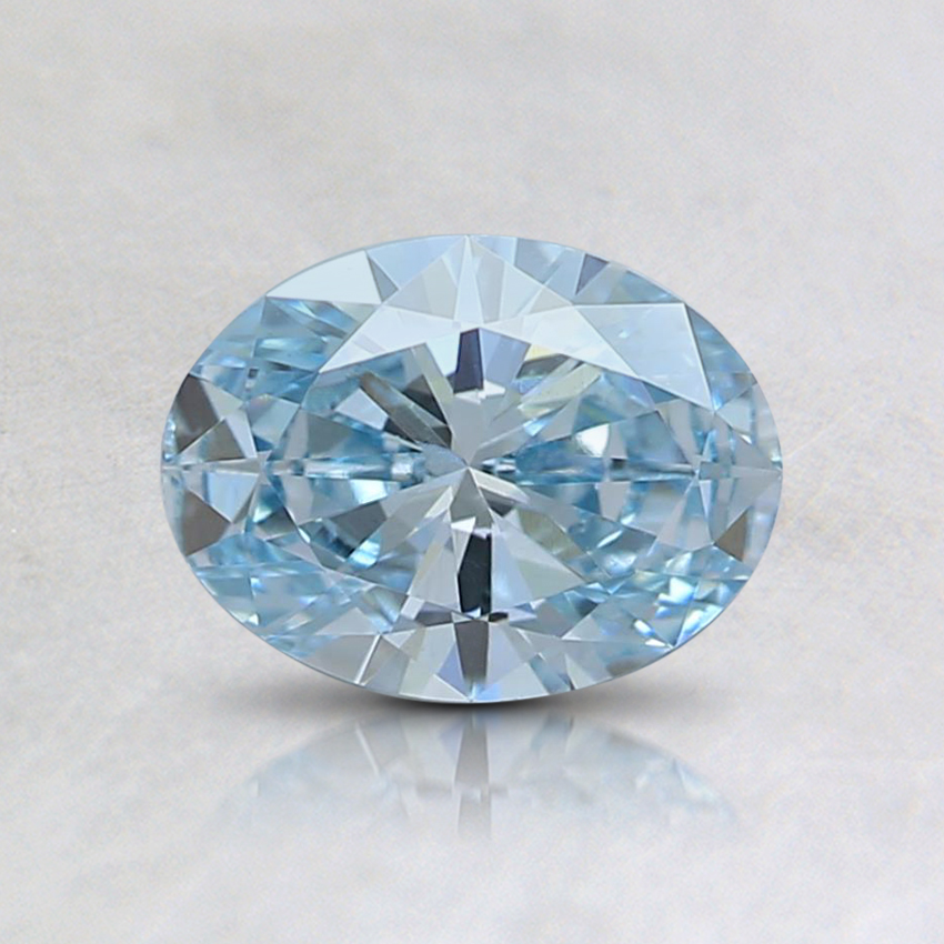 0.60 Ct. Fancy Intense Greenish Blue Oval Lab Grown Diamond