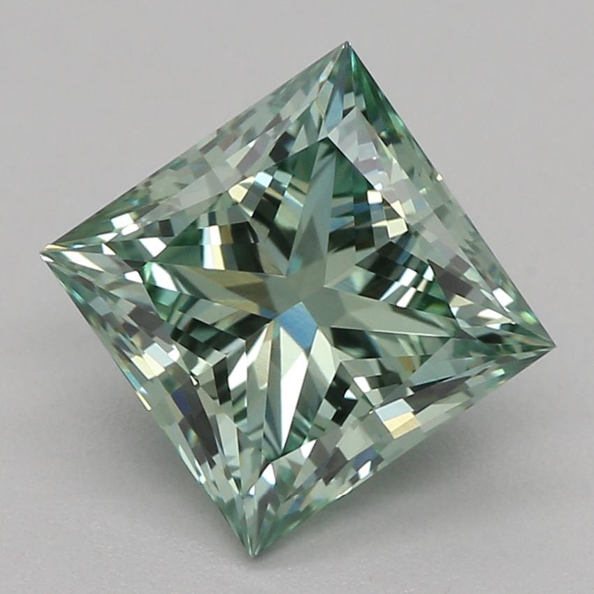 1.60 Ct. Fancy Vivid Green Princess Lab Grown Diamond