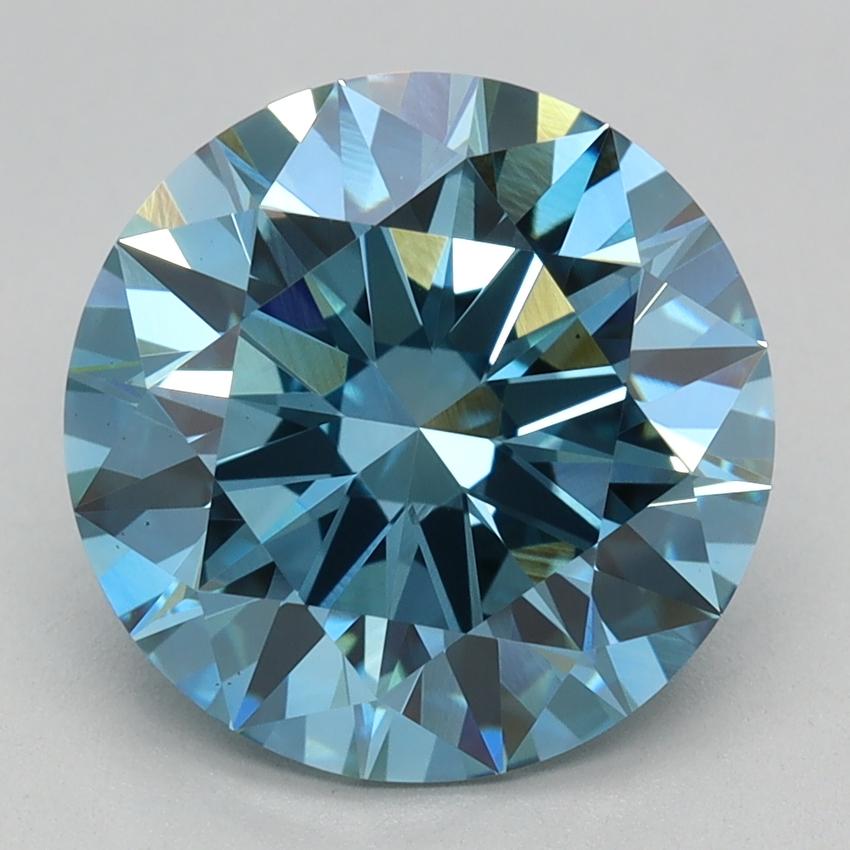 3.21 Ct. Fancy Vivid Blue Round Lab Grown Diamond