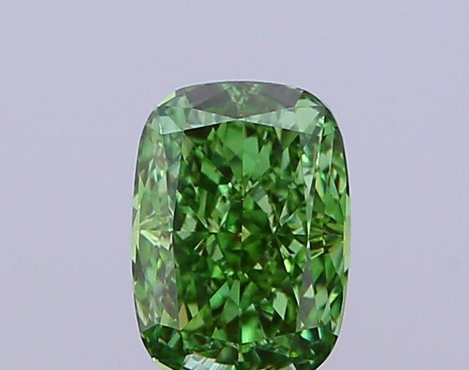 1.07 Ct. Fancy Vivid Green Cushion Lab Grown Diamond