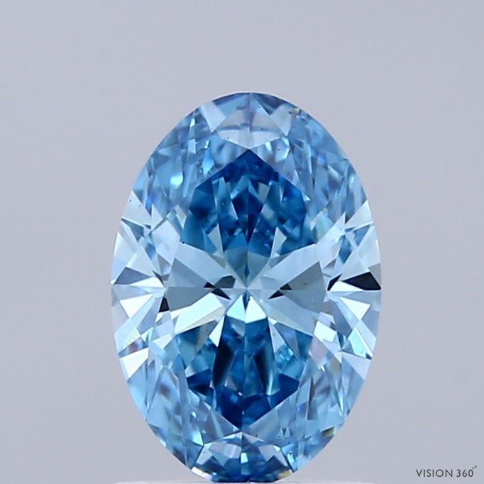 1.18 Ct. Fancy Vivid  Blue Oval Lab Grown Diamond