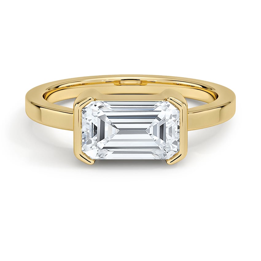Custom Semi-Bezel East-West Emerald-Cut Diamond Ring