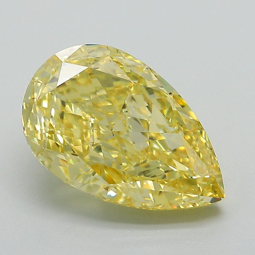 4.38 Ct. Fancy Vivid Yellow Pear Lab Grown Diamond