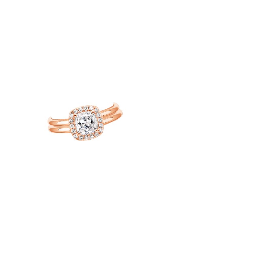 14K Rose Gold Fancy Halo Diamond Bridal Set (1/8 ct. tw.) | Brilliant Earth