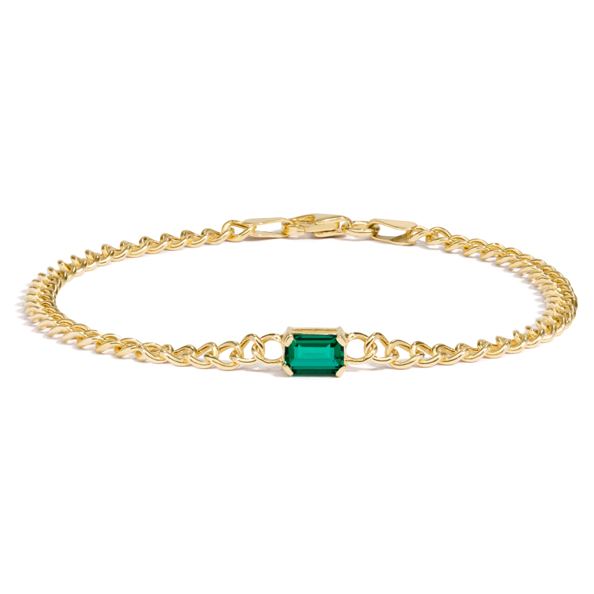 Lab Created Emerald Chain Bracelet 