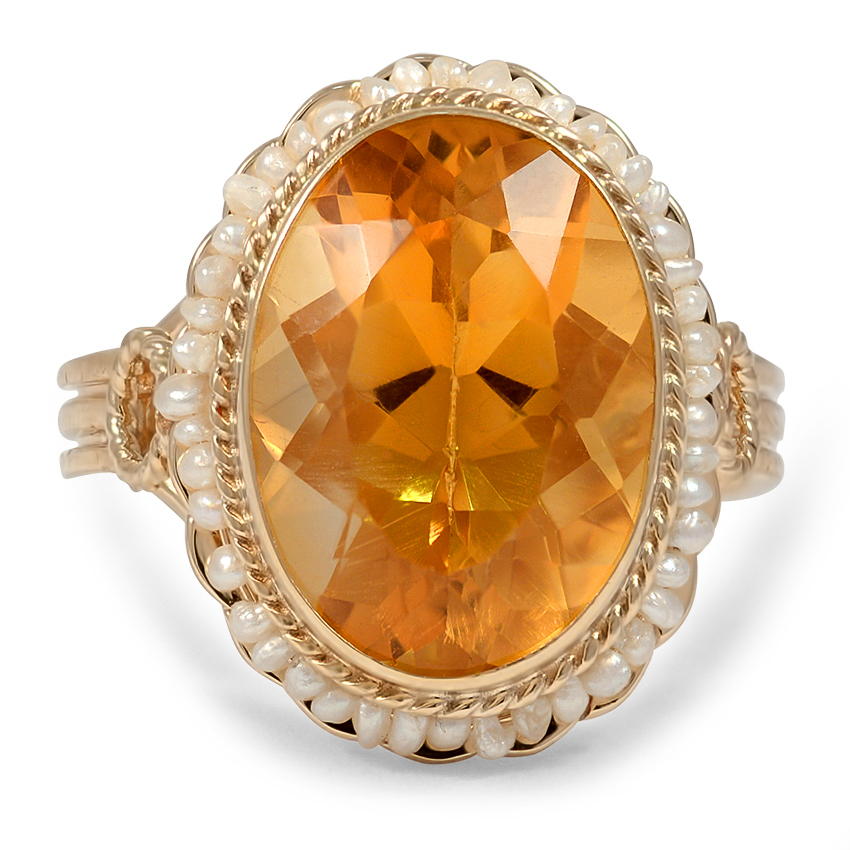 Victorian Citrine Cocktail Ring