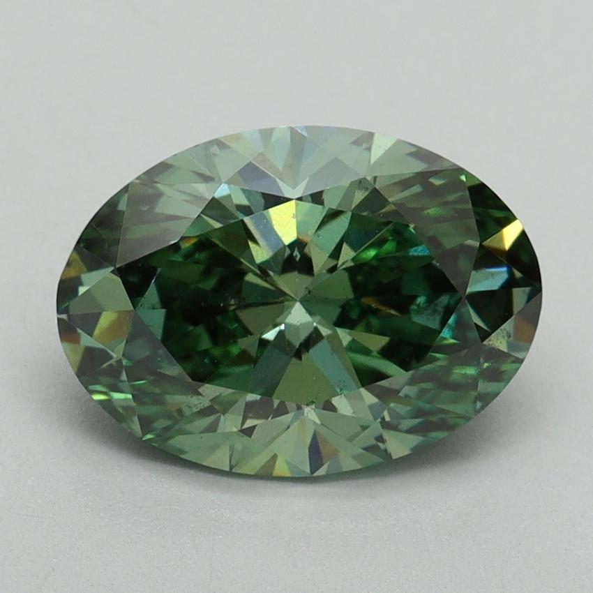 2.52 Ct. Fancy Vivid Green Oval Lab Grown Diamond