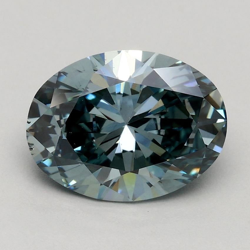 1.50 Ct. Fancy Intense Greenish Blue Oval Lab Grown Diamond