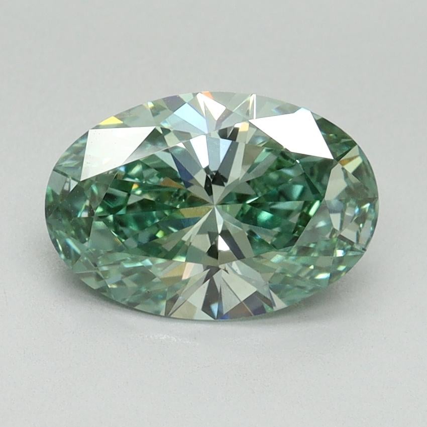 1.58 Ct. Fancy Vivid Green Oval Lab Grown Diamond