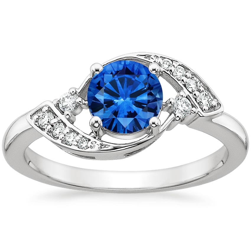 Sapphire Iris Diamond Ring in 18K White Gold