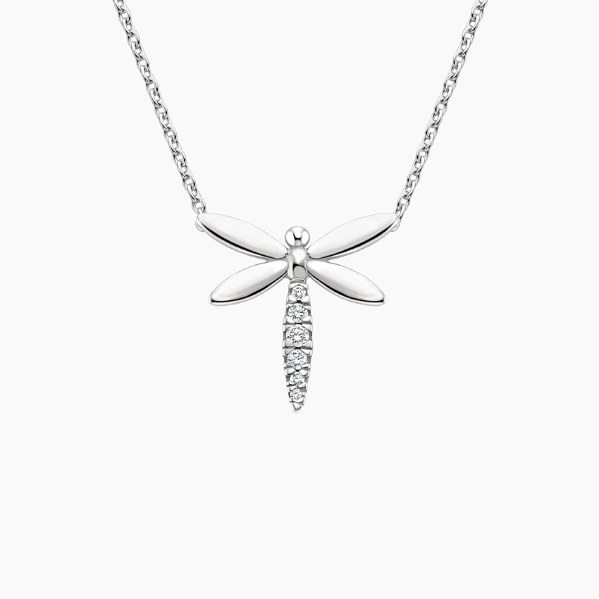 Sterling Silver Whitby Jet Dragonfly Pendant Necklace 040CP - Aurora Jet