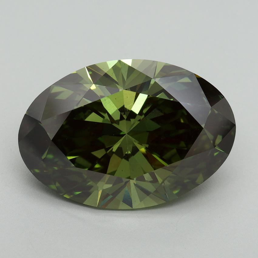 8.13 Ct. Fancy Vivid Green Oval Lab Grown Diamond
