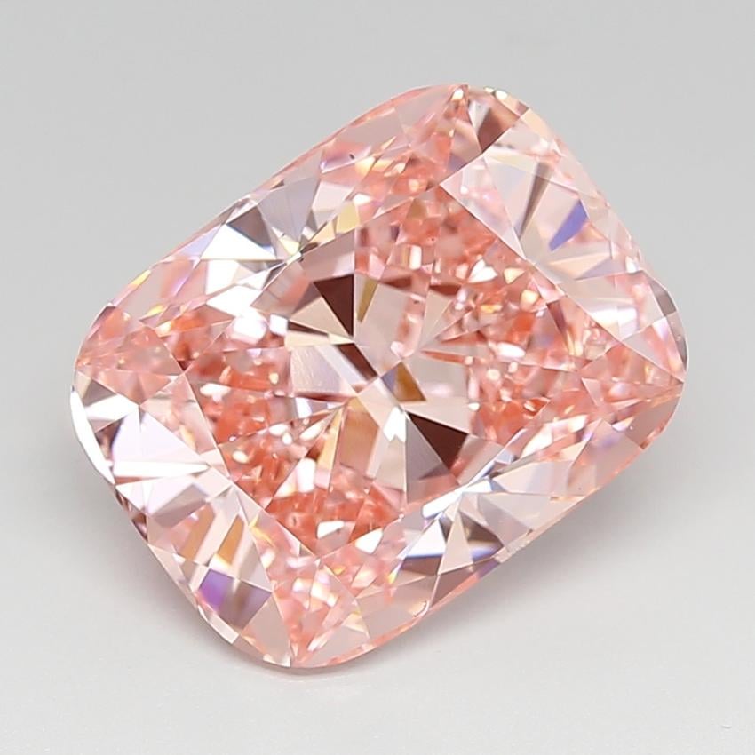 6.58 Ct. Fancy Vivid  Pink Cushion Lab Grown Diamond