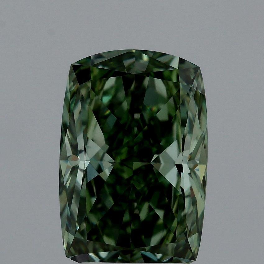 3.00 Ct. Fancy Vivid Green Cushion Lab Grown Diamond