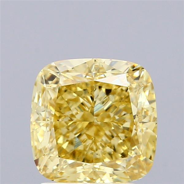 2.88 Ct. Fancy Vivid Yellow Cushion Lab Grown Diamond