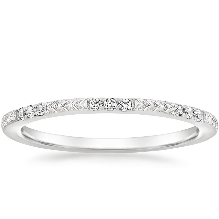 Hand Engraved Diamond Wedding Ring 