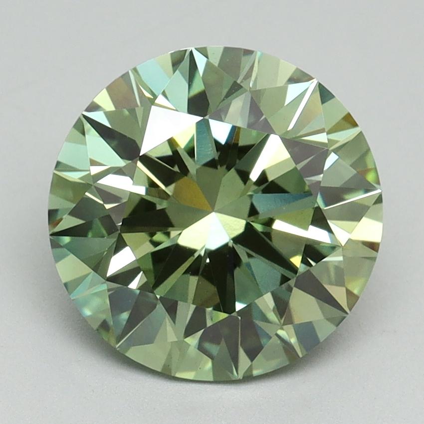 3.10 Ct. Fancy Vivid Green Round Lab Grown Diamond