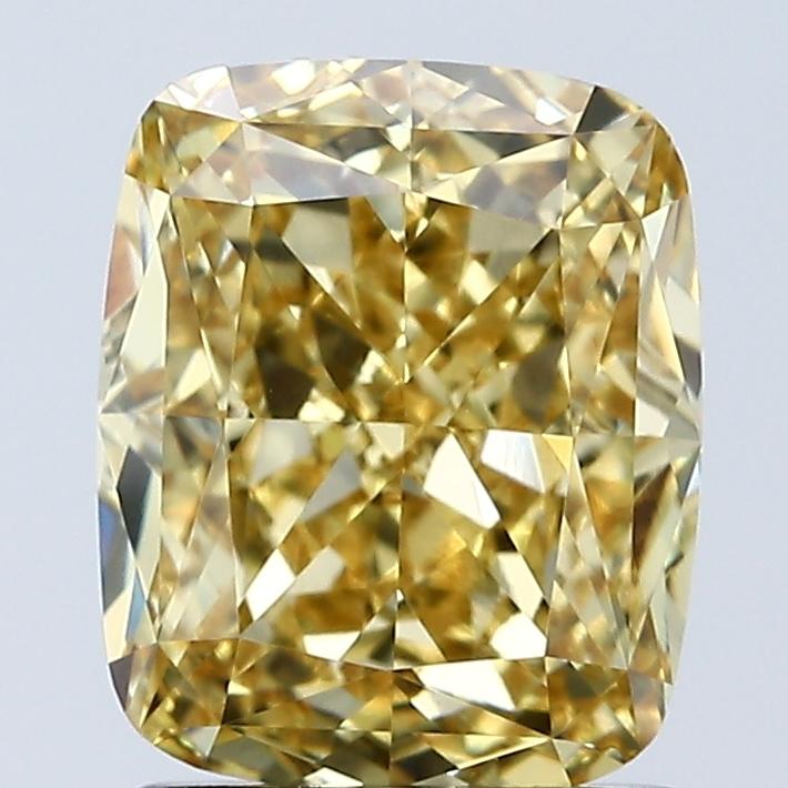 2.04 Ct. Fancy Vivid Yellow Cushion Lab Grown Diamond