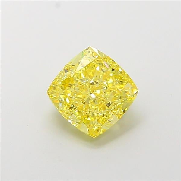 2.63 Ct. Fancy Vivid Yellow Cushion Lab Grown Diamond