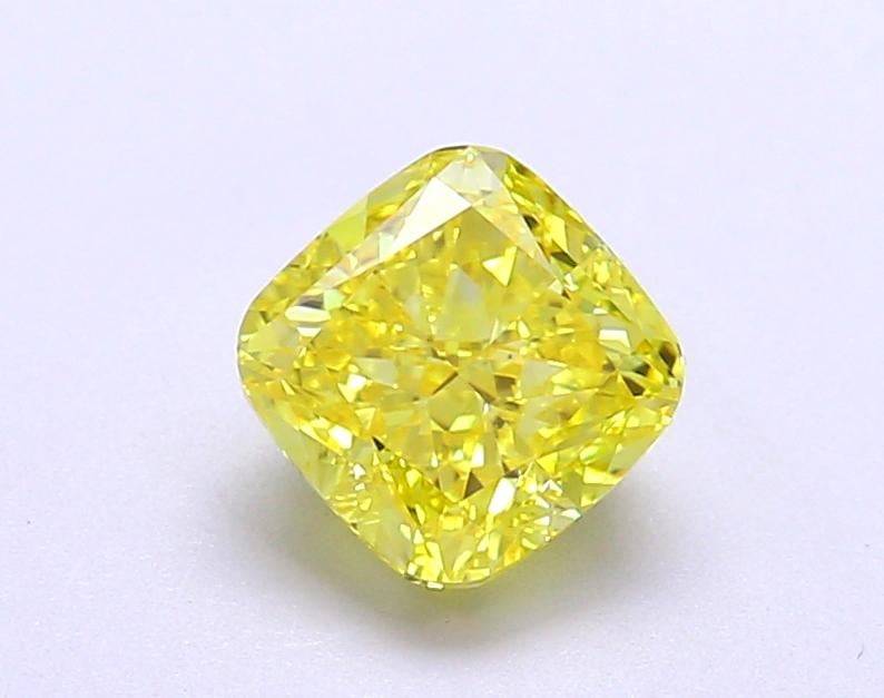 1.37 Ct. Fancy Vivid Yellow Cushion Lab Grown Diamond