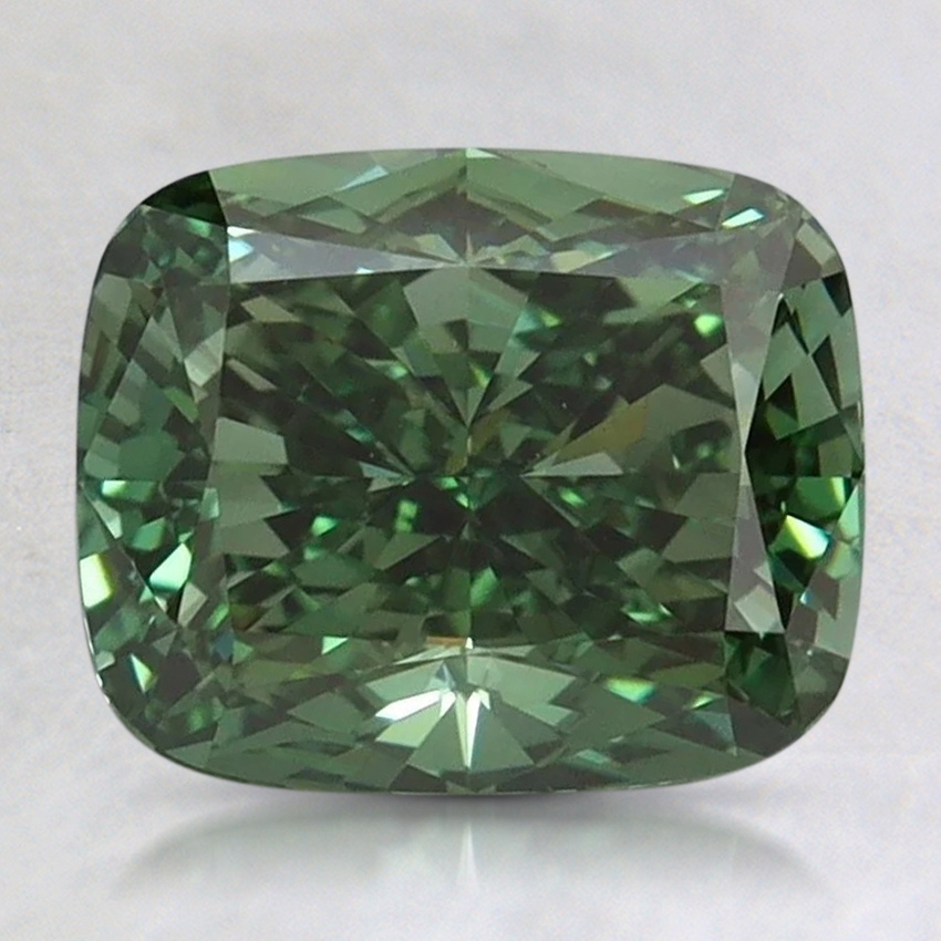 2.51 Ct. Fancy Vivid Pacific Green Cushion Lab Grown Diamond