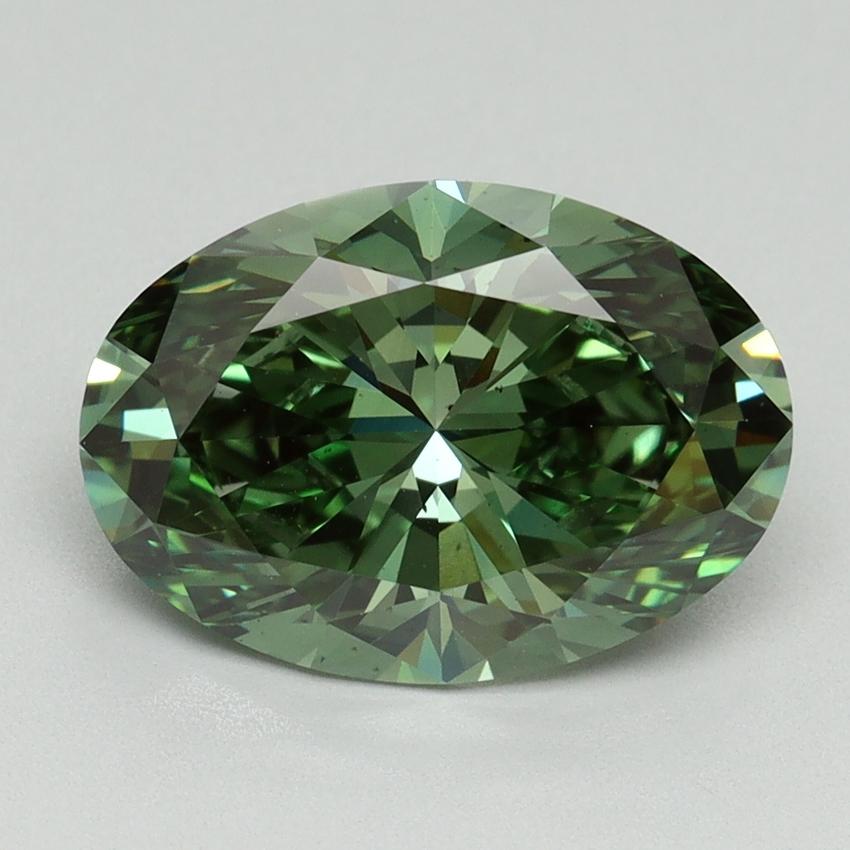 3.17 Ct. Fancy Vivid Green Oval Lab Grown Diamond