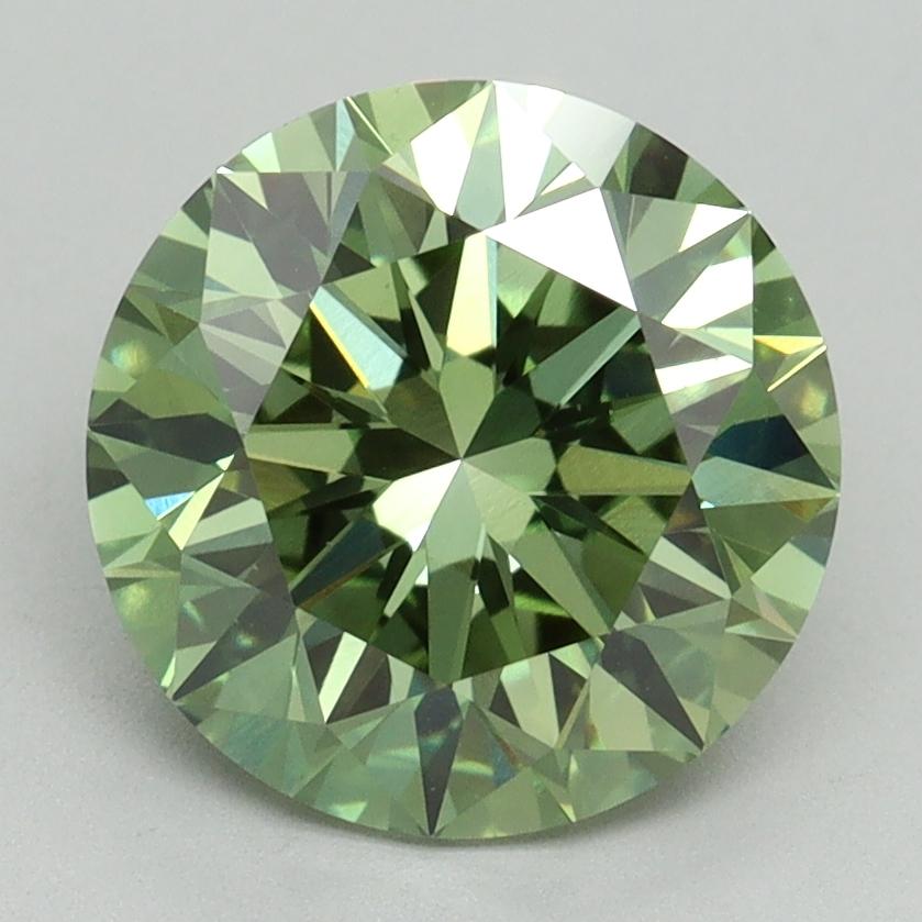 3.06 Ct. Fancy Vivid Green Round Lab Grown Diamond