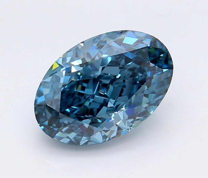 4.02 Ct. Fancy Vivid  Blue Oval Lab Grown Diamond