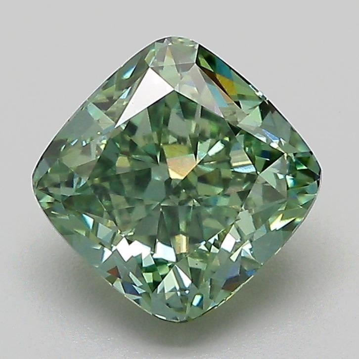 2.07 Ct. Fancy Vivid Green Cushion Lab Grown Diamond