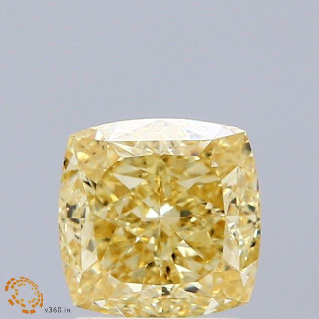 2.03 Ct. Fancy Intense Yellow Cushion Lab Grown Diamond