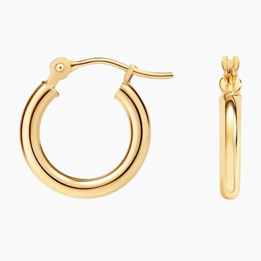 14K Yellow Gold 2mm Huggie Perfect Hoop Earrings