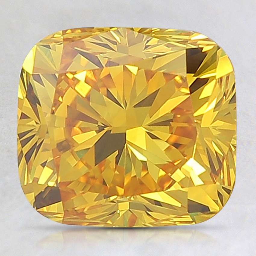 3.28 Ct. Fancy Vivid Orange-Yellow Cushion Lab Grown Diamond