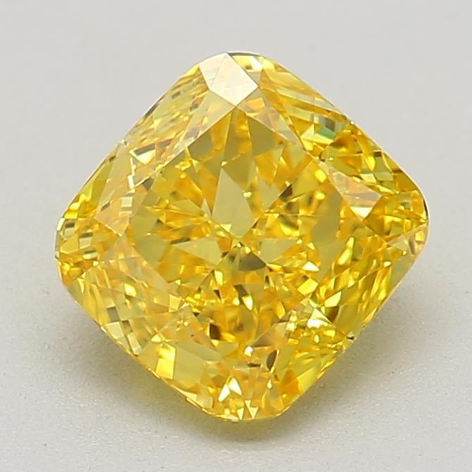 0.81 Ct. Fancy Vivid Yellow Cushion Lab Grown Diamond