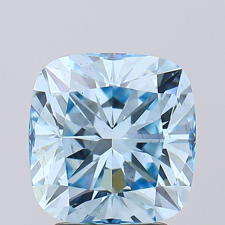 3.02 Ct. Fancy Intense Blue Cushion Lab Grown Diamond