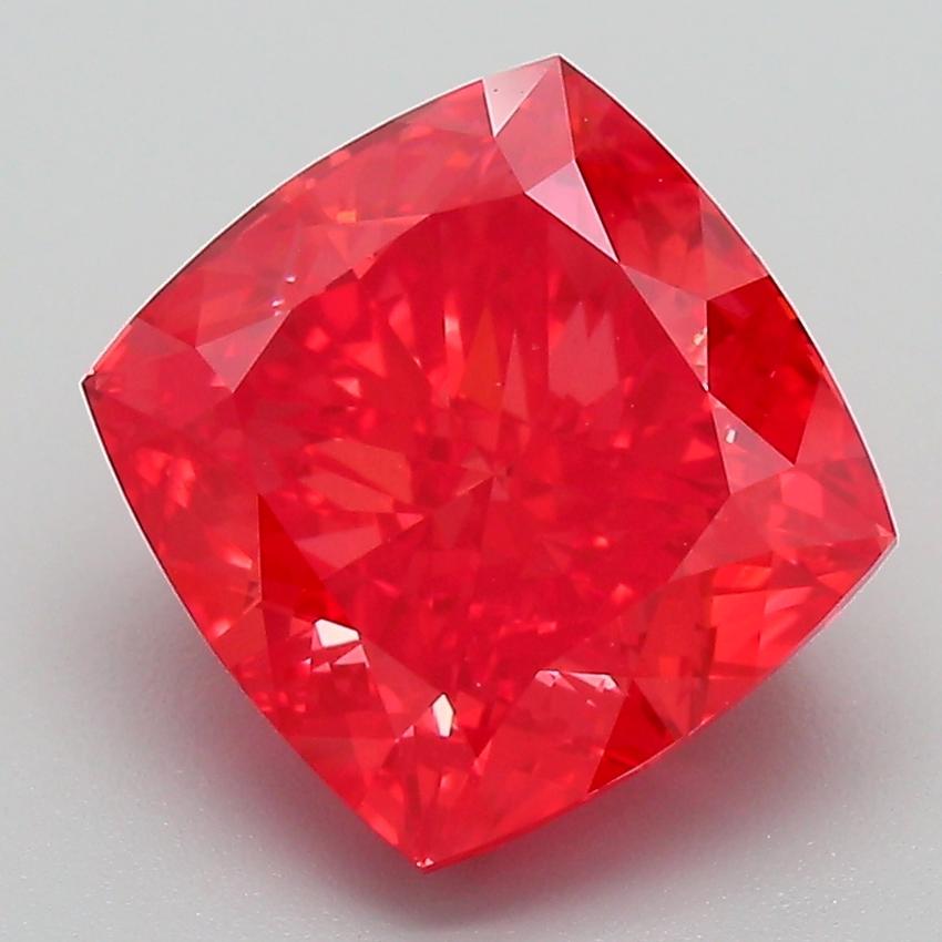 4.15 Ct. Fancy Vivid Red Cushion Lab Grown Diamond