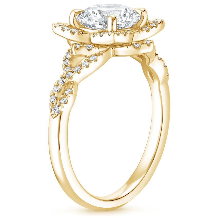18K Yellow Gold Lily Diamond Ring, large side view